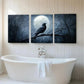 3pcs Mysterious Raven and Moon Night Perfect Wall Art Set Canvas Framed 40x60cm - High Quality Print 100% Australian Made Wall Canvas Ready to Hang