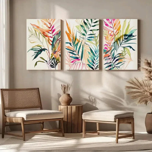 3pcs Monstera & Palm Leaf Botanical Metal Print Ready to Hang Art