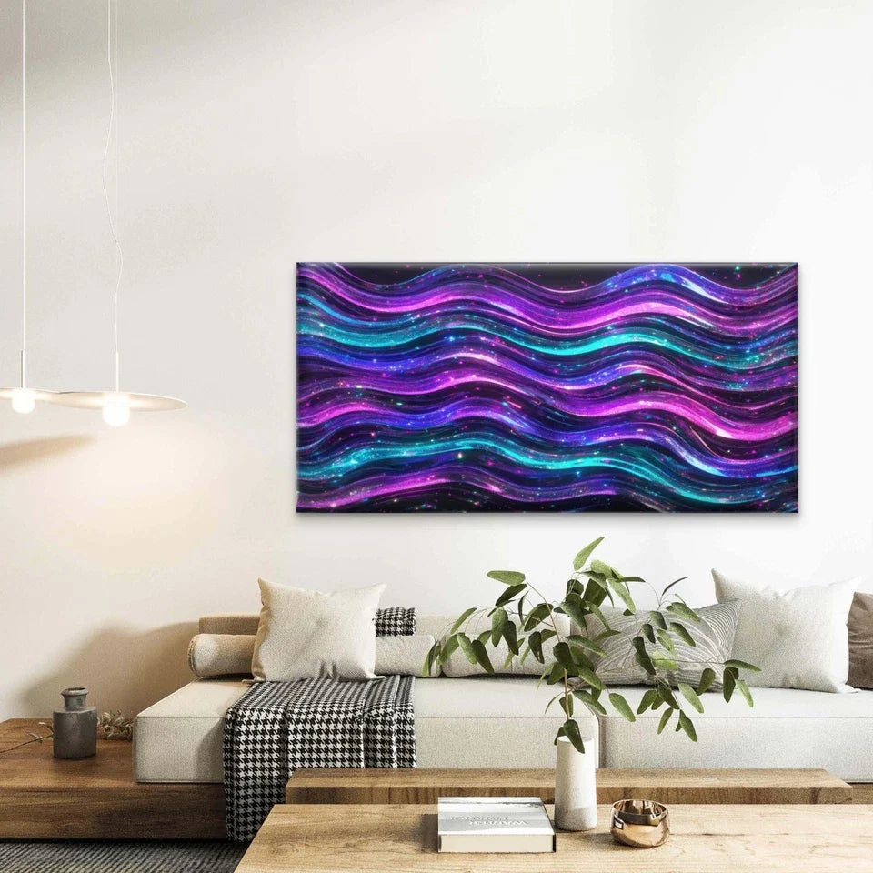 Glossy Gradient Wave Texture Wall Art Canvas Office Home Room Framed 120x60cm