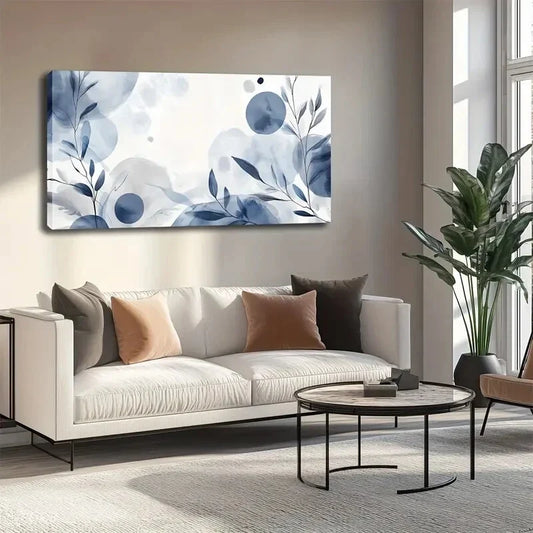 Light And Dark Blue Blocks Wall Art canvas office home room framed 120x60cm