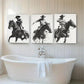 3pcs Dynamic Cowboy on Horse Dark Shadow Perfect Wall Art Set Canvas Framed 40x60cm - High Quality Print 100% Australian Made Wall Canvas Ready to Hang