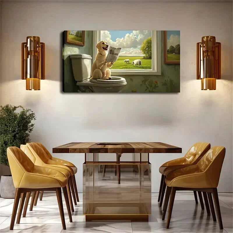 Humorous Labrador Retriever Wall Art Canvas Office Home Room Framed 120x60cm
