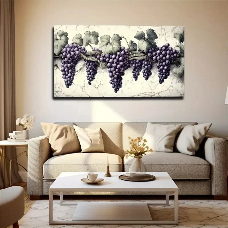 Vine Landscape Grapes Decor Wall Art Canvas Office Home Room Framed 120x60cm