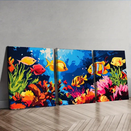 3pcs Tropical Fish Sea Colorful Ocean Perfect Wall Art Set Canvas Framed 40x60cm - High Quality Print 100% Australian Made Wall Canvas Ready to Hang