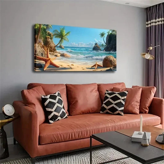Minimalist Décor Vibrant Beach Wall Art Canvas Office Home Room Framed 120x60cm
