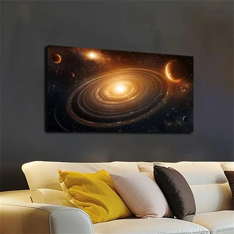 Vibrant Space Luminous Nebula Wall Art Canvas Office Home Room Framed 120x60cm