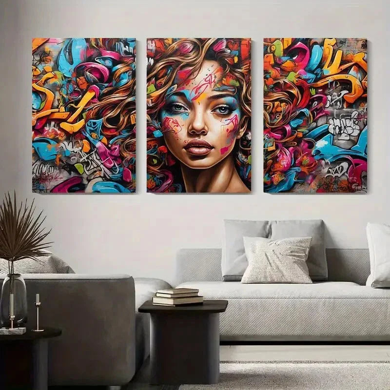 3pcs Urban Graffiti Shark Street Art Ocean Metal Print Ready to Hang Art