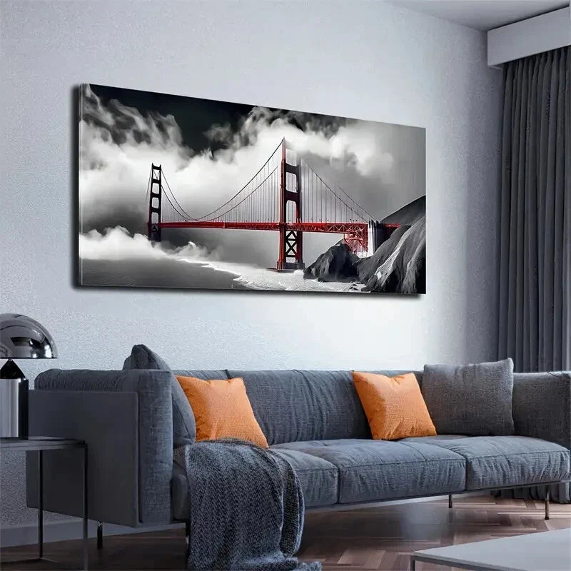 The Bridge Clouds Sky Homestay Wall Art Canvas Office Home Room Framed 120x60cm