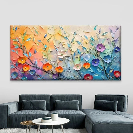 Abstract Floral Blossom Wall Art Canvas Office Home Room Framed 80x45cm