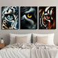 3pcs Snow Leopard Wolf Tiger Eye Macro Wall Art Set Canvas Framed 40x60cm - High Quality Print 100% Australian Made Wall Canvas Ready to Hang
