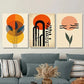 3pcs Modern Abstract Vibrant Orange and Black Metal Print Ready to Hang Art