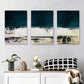 3pcs Abstract Landscape Teal and Beige Metal Print Ready to Hang Art