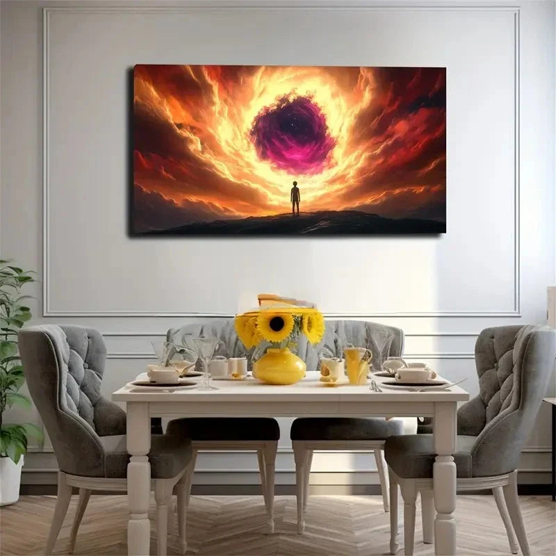 Minimalist Swirling Vortex Sky Wall Art Canvas Office Home Room Framed 120x60cm
