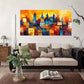 Abstract Cityscape Wall Art Canvas Office Home Room Framed 80x45cm