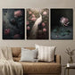 3pcs Gothic Animal Bird and Pearooster Wall Art Set Canvas Framed 40x60cm - High Quality Print 100% Australian Made Wall Canvas Ready to Hang