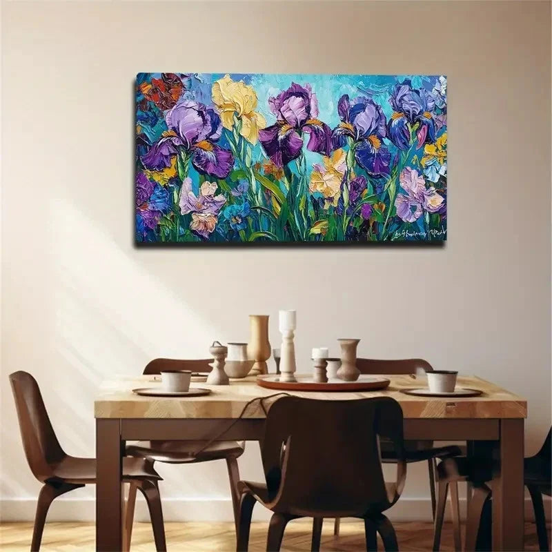 Purple Warble Tail Flower Wall Art Canvas Office Home Room Framed 120x60cm