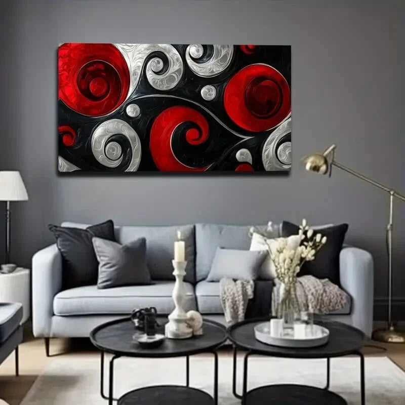 Swirling Patterns Nordic Wall Art Canvas Office Home Room Framed 120x60cm