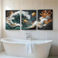 3pcs Golden Koi Fish and Ocean Waves Perfect Wall Art Set Canvas Framed 40x60cm - High Quality Print 100% Australian Made Wall Canvas Ready to Hang