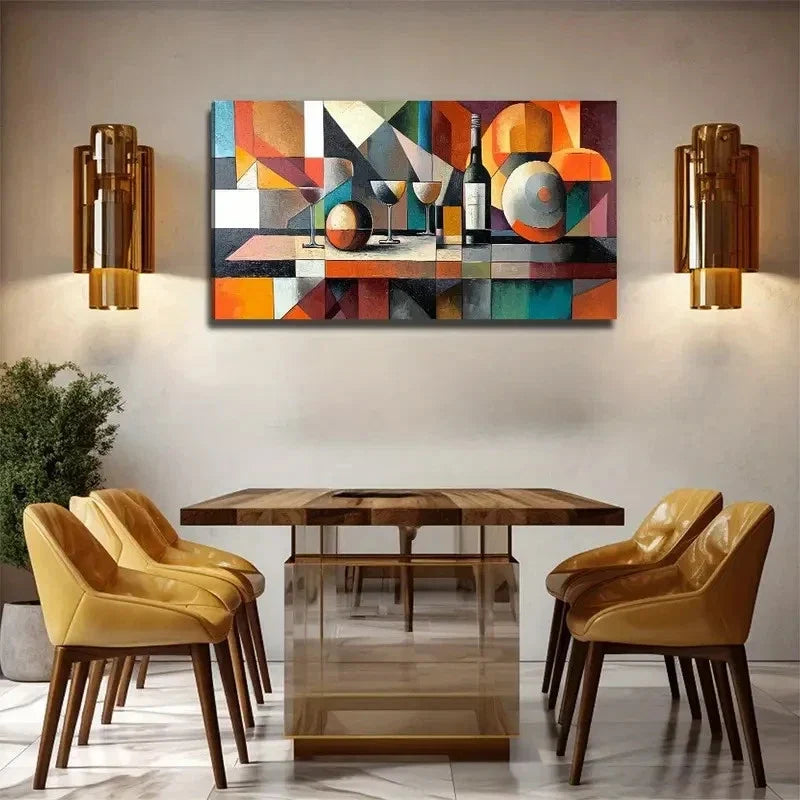 Modern Abstract Dining Table Wall Art Canvas Office Home Room Framed 120x60cm