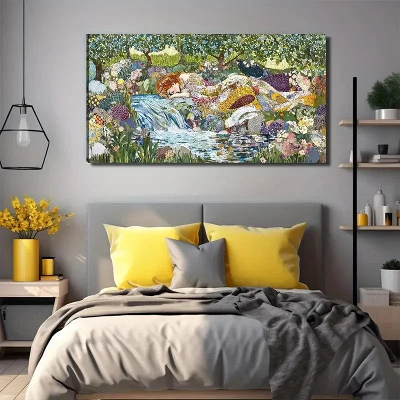 Stream In The Woods Wall Art Canvas Office Home Room Framed 120x60cm