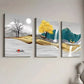 3pcs Modern Abstract Golden Nature Landscape Wall Art Set Canvas Framed 40x60cm - High Quality Print 100% Australian Made Wall Canvas Ready to Hang