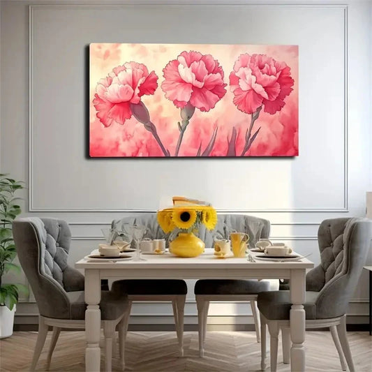 Realistic Peony Flowers Pink Wall Art Canvas Office Home Room Framed 120x60cm