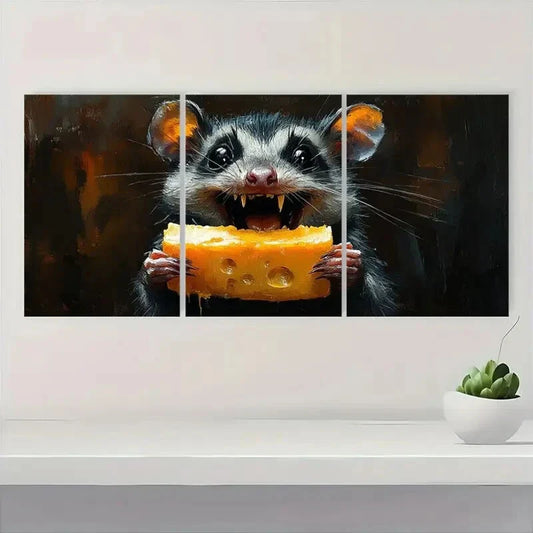 3pcs Vibrant Retro Modern Animal Themed Metal Print Ready to Hang Art