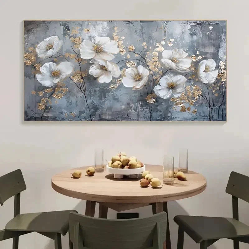 Graffiti With White Flowers Wall Art Canvas Office Home Room Framed 120x60cm