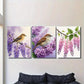 3pcs Beautiful Bird and Flower Purple Floral Metal Print Ready to Hang Art