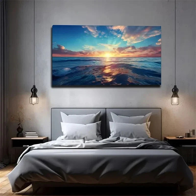 Coastal Landscape Seaside Wall Art Canvas Office Home Room Framed 120x60cm