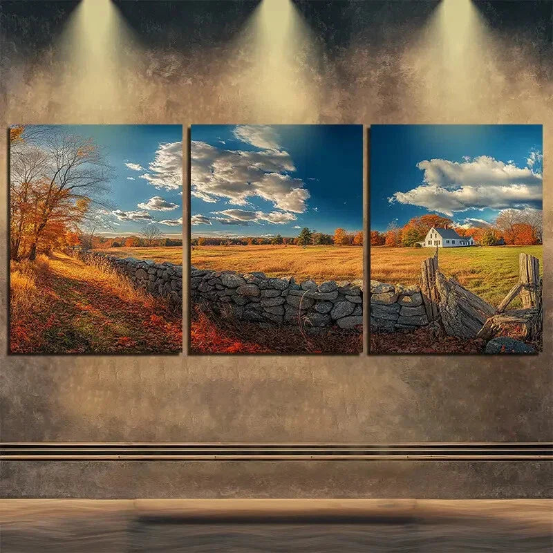 3pcs Beautiful Farm Nature Relax Autumn Perfect Wall Art Set Canvas Framed 40x60cm - High Quality Print 100% Australian Made Wall Canvas Ready to Hang