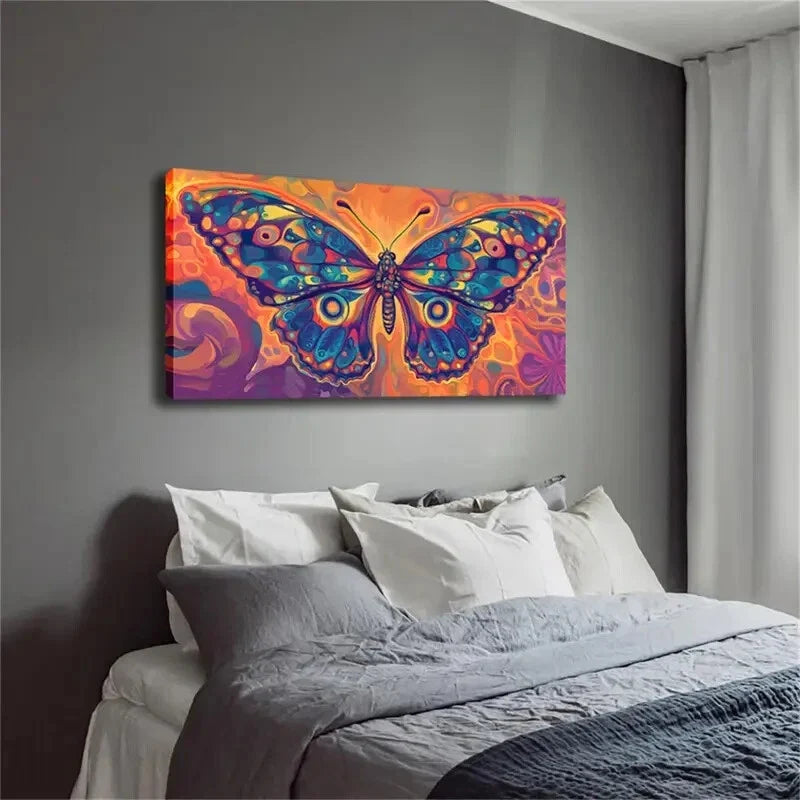 Abstract Butterfly Wings Modern Wall Art Canvas Office Home Room Framed 120x60cm