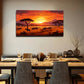 African Sunset Elephant Wall Art Canvas Office Home Room Framed 120x60cm