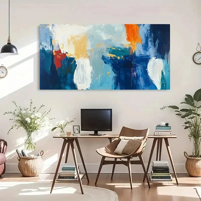 Abstract Coastal Ocean Waves Wall Art Canvas Office Home Room Framed 120x60cm