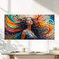 Women With Long Colorful Hair Wall Art Canvas Office Home Room Framed 80x45cm