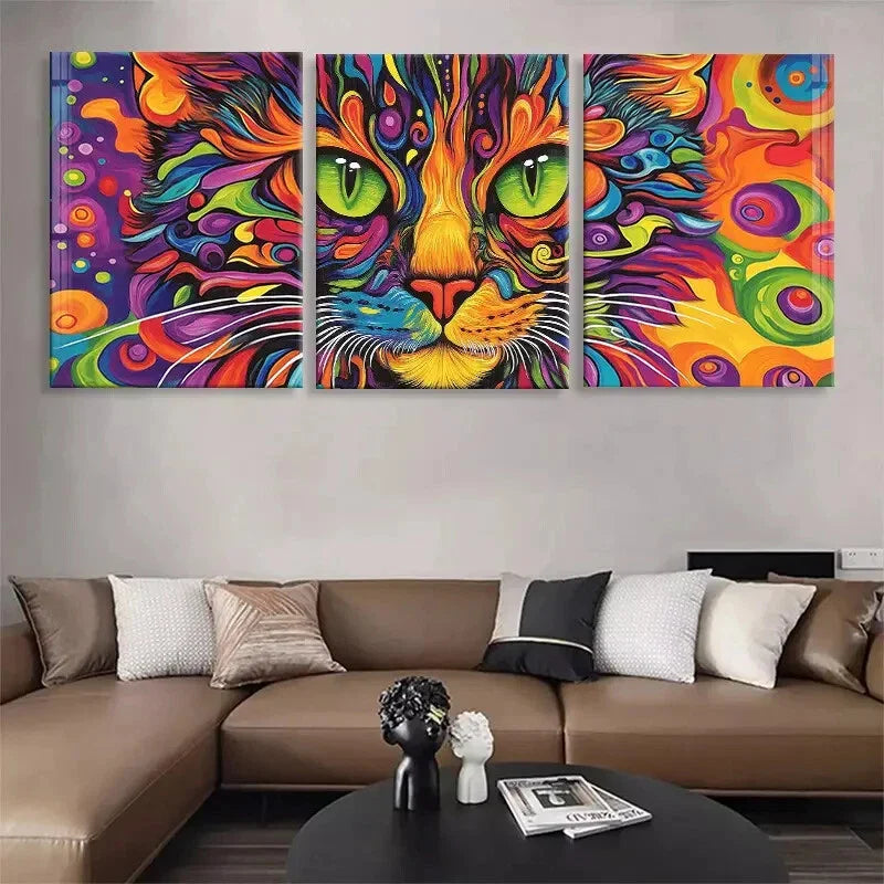 3pcs Colorful Swirls and Bold Pattern Perfect Wall Art Set Canvas Framed 40x60cm - High Quality Print 100% Australian Made Wall Canvas Ready to Hang