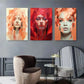 3pcs Abstract Geometric Female Portrait Metal Print Ready to Hang Art'