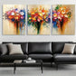 3pcs Vibrant Flower Bouquet Modern Perfect Wall Art Set Canvas Framed 40x60cm - High Quality Print 100% Australian Made Wall Canvas Ready to Hang