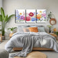 3pcs Colored Chrysanthemums White Perfect Wall Art Set Canvas Framed 40x60cm - High Quality Print 100% Australian Made Wall Canvas Ready to Hang