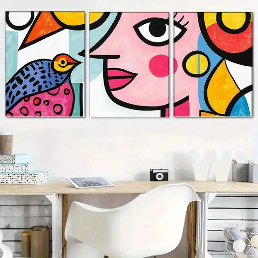 3pcs  a pop art aesthetic characterized Wall Art Set Canvas Framed 40x60cm - High Quality Print 100% Australian Made Wall Canvas Ready to Hang