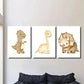 3pcs Cartoon Dinosaur Animal Themed Wall Art Set Canvas Framed 40x60cm - High Quality Print 100% Australian Made Wall Canvas Ready to Hang