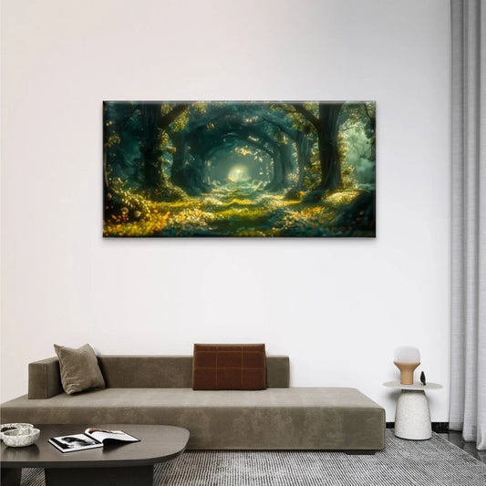 A Forest With A Road Nature Wall Art Canvas Office Home Room Framed 80x45cm