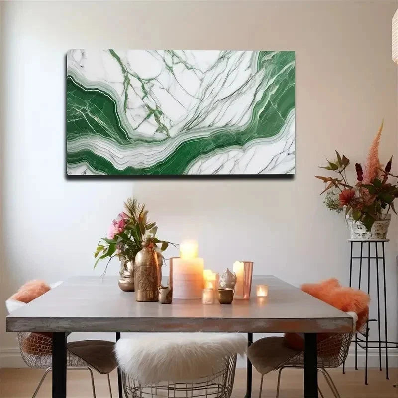 Abstract Green & White Textured Wall Art Canvas Office Home Room Framed 120x60cm