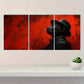 3pcs Vibrant Red & Black Painting Metal Print Ready to Hang Art