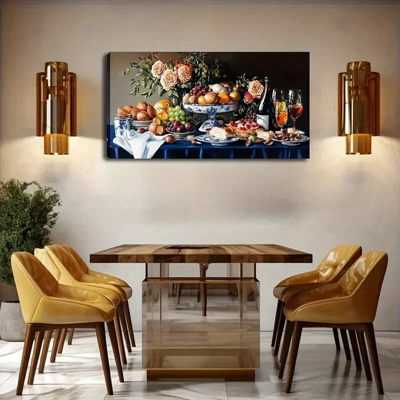 Still-Life with Vibrant Table Wall Art Canvas Office Home Room Framed 120x60cm