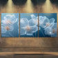 3pcs Elegant White Cherry Blossom Blue Perfect Wall Art Set Canvas Framed 40x60cm - High Quality Print 100% Australian Made Wall Canvas Ready to Hang