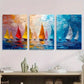 3pcs Vibrant Abstract Sailing Boat Sailboats Metal Print Ready to Hang Art