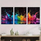 3pcs Colorful Ink Splash Vibrant Abstract Liquid Metal Print Ready to Hang Art