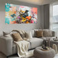 Vibrant Bird Collage Modern Wall Art wall canvas office home room framed 120x60cm