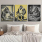 3pcs Vintage Gorilla Housework Scenes Retro Comic Metal Print Ready to Hang Art